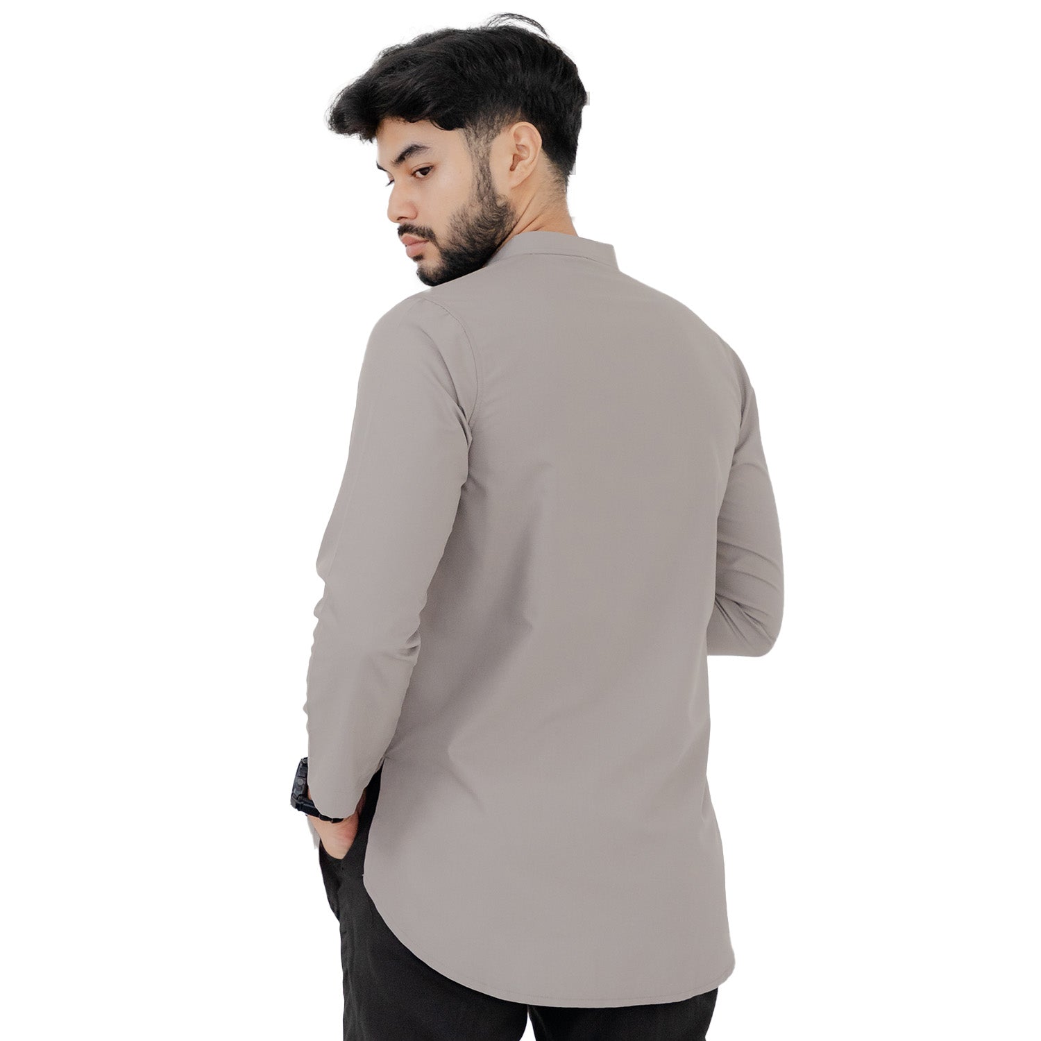 Khalil - Koko Pria Kancing Katun Superfine - Grey