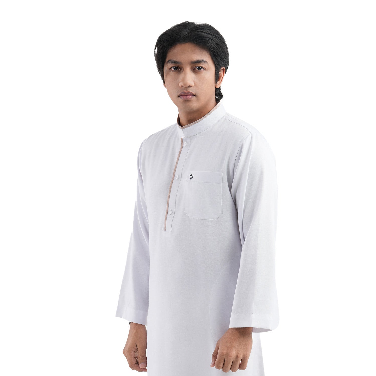 Khayr - Jubah/Gamis Pria Kancing Katun Madina - White