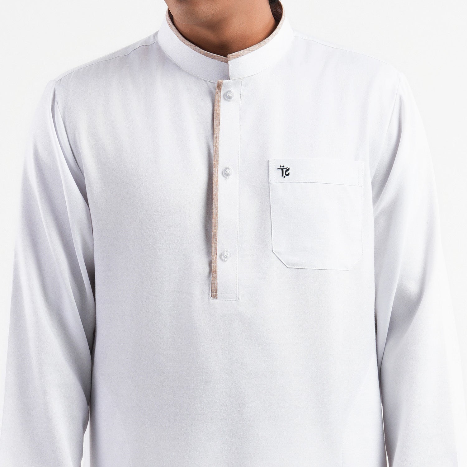 Khayr - Jubah/Gamis Pria Kancing Katun Madina - White