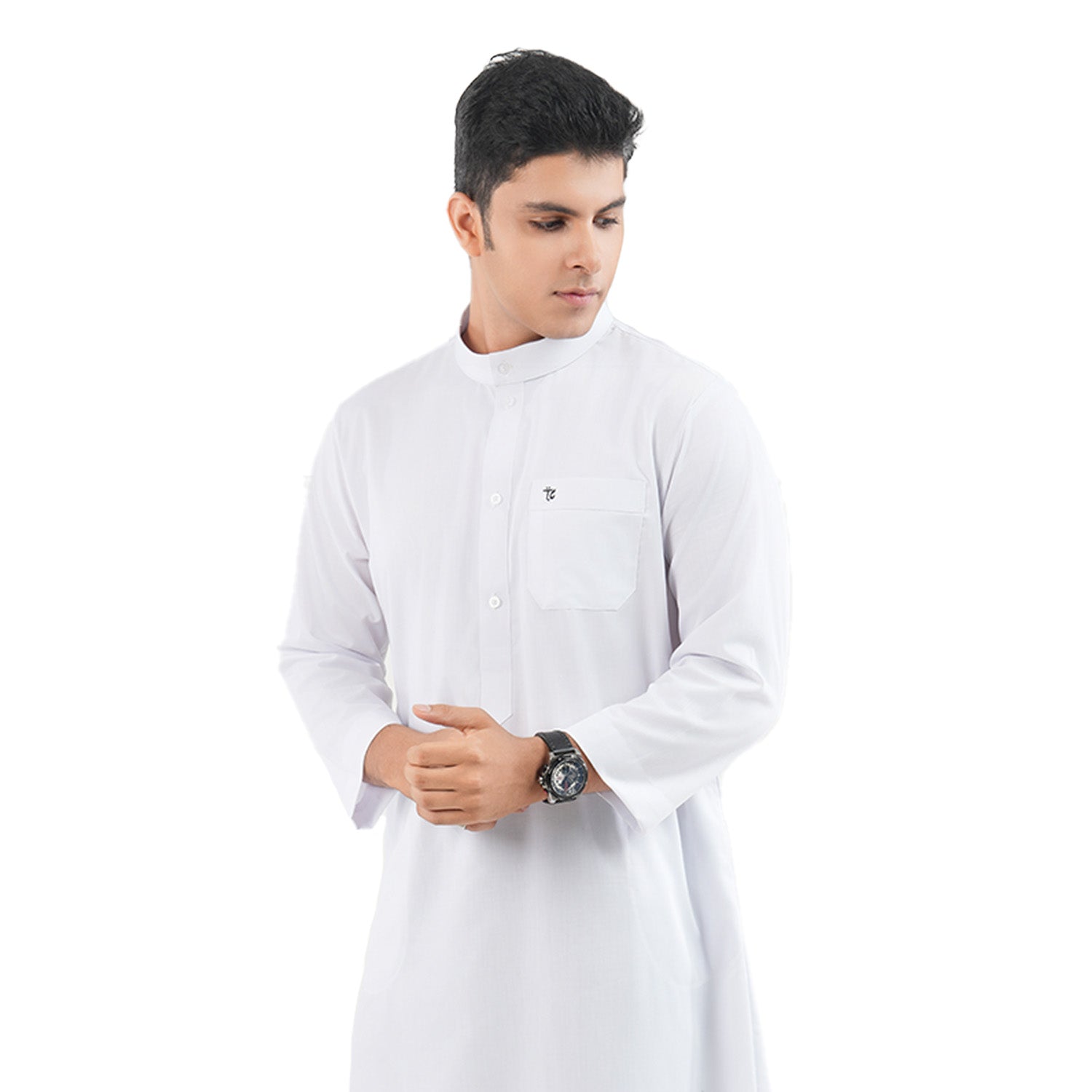 Rukha - Jubah/Gamis Pria Kancing Katun Toyobo - White