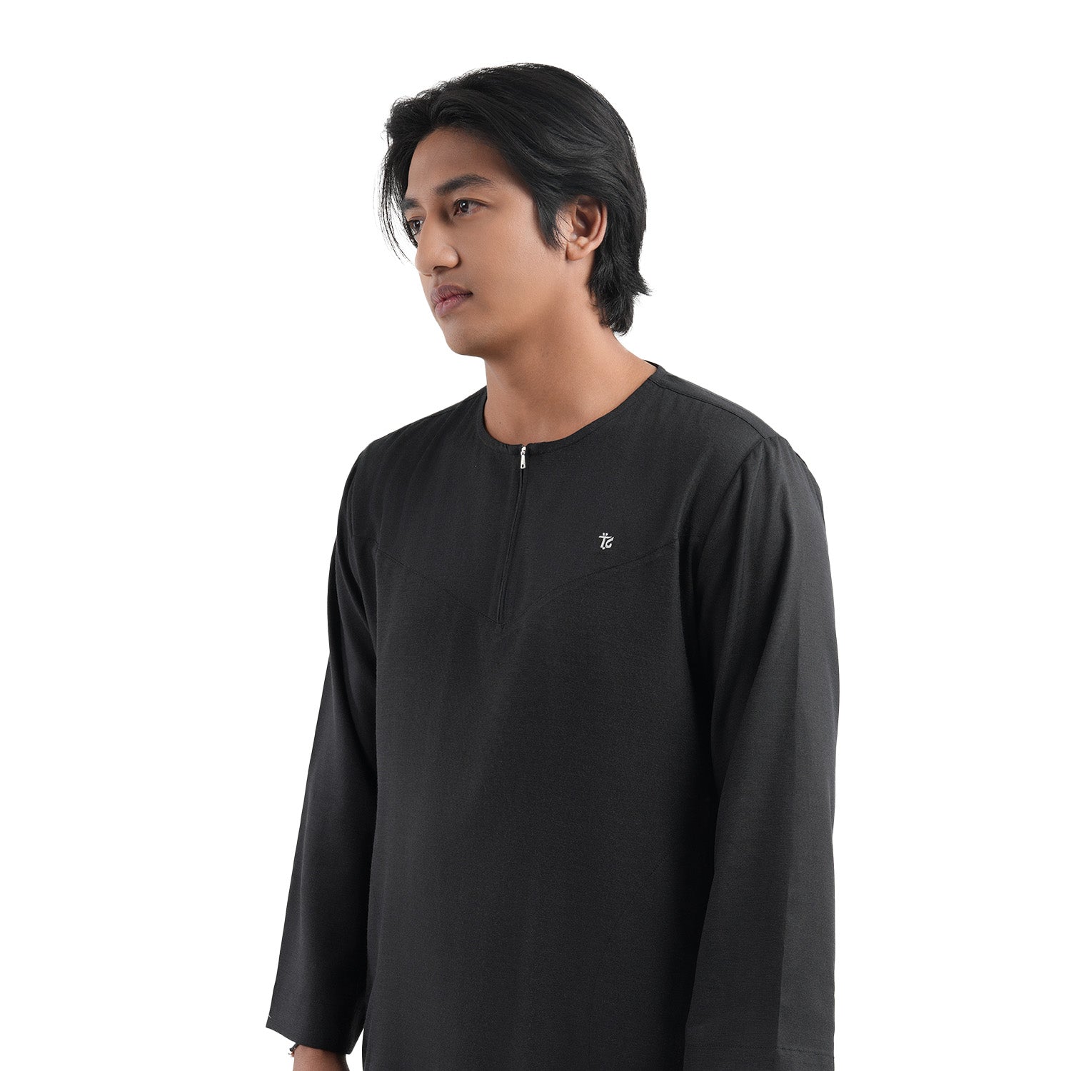 Sakha - Jubah/Gamis Pria Zipper Katun Madina - Black