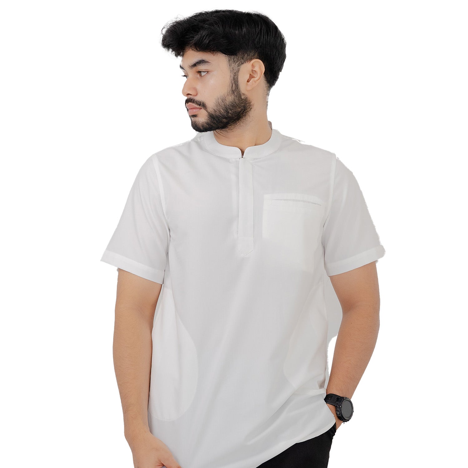 Sallam - Koko Pria Resleting Katun Superfine - White