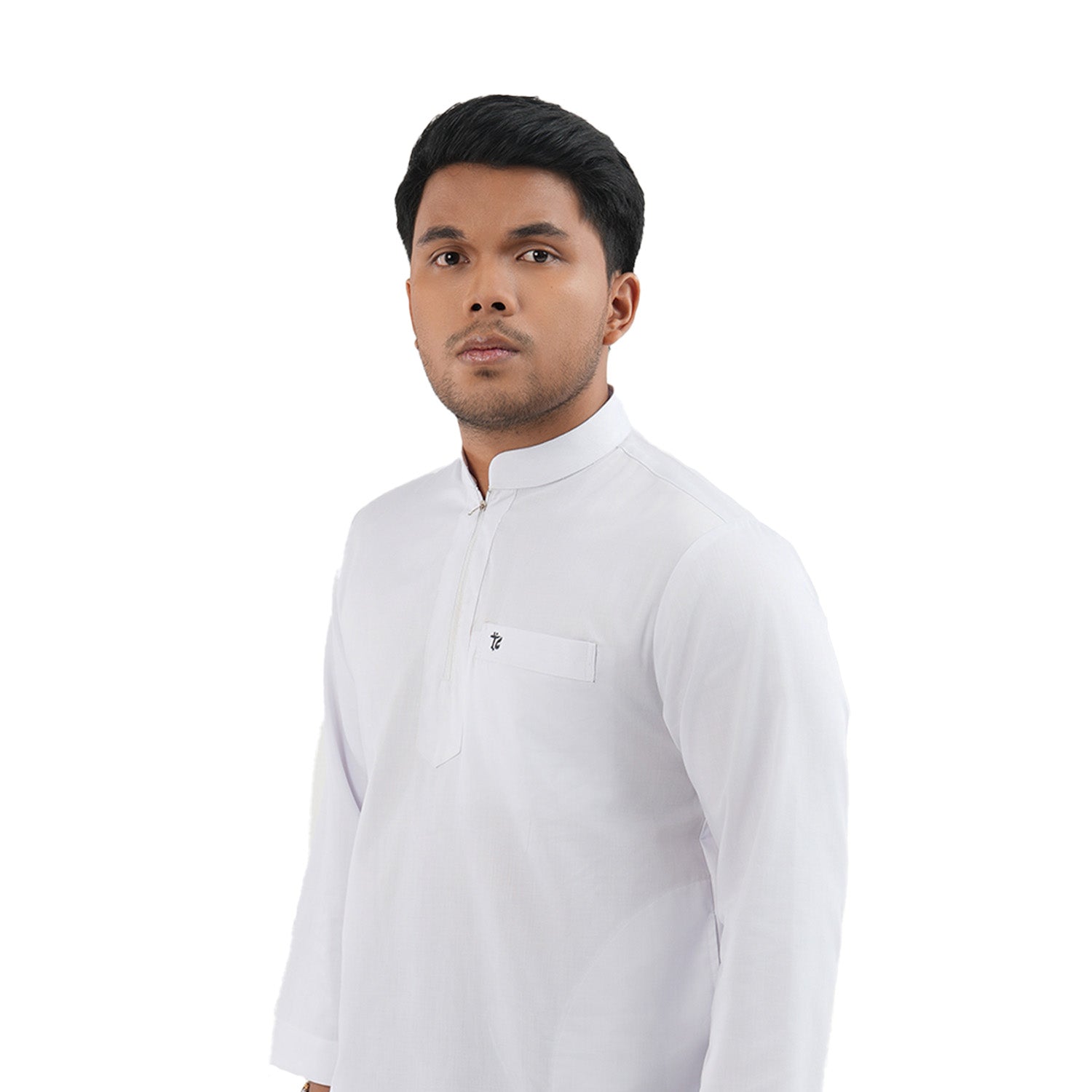 Shams - Jubah/Gamis Pria Zipper Katun Toyobo - White